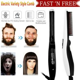Fast Heated Electric Straight Hair Comb Beard Straightner Brush Styler Men Women (Option: 1pc)