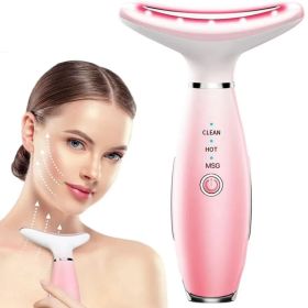 Neck Face Massager, Skin Care Face Massage Tool, 3-in-1 Facial Massager, Face Sculpting Tool With Thermals, Vibration-Pink (Option: Defaulttitle)