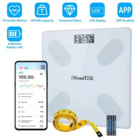 Smart Digital Scale For Body Weight High Accuracy BMI Weight Scale Full Body Composition Analysis Sync With APP 4mm Tempered Glass 397LBS Capacit (Option: White)