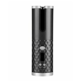 Hair Curler LCD Cordless Auto Rotating Waver Curling Iron Ceramic Wireless USA (Option: Black)